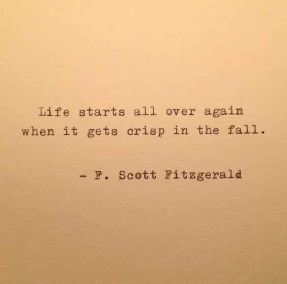Life starts all over again when it gets crisp in the fall. - F. Scott Fitzgerald // stephanieorefice.net